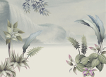 手绘中式工笔画玄关屏风背景电视