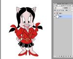 制服红衣黑皮短裤高跟鞋摩登
