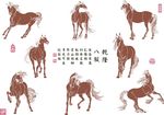 硅藻泥乾隆八骏图矢量图