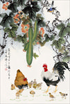 国画公鸡海报
