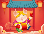 过新年猪猪打罗敲鼓