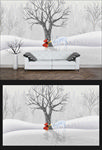 雪景背景墙
