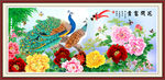 花开富贵牡丹孔雀装饰画