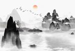 新款山水画水墨意境装饰画