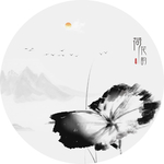 大型水墨荷花图壁画