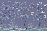 手绘工笔花鸟大型壁画装饰画