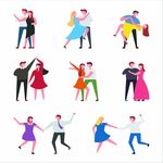 跳舞卡通人物插画