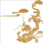 中国古典图案青龙祥云矢量图