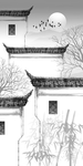水墨徽派建筑灰色玄关屏风电视背