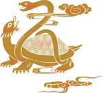 中国古典图案玄武祥云矢量图
