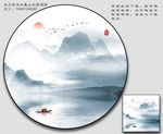圆形山水装饰画 大型高清山水画