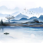 新中式装饰画 水墨 山水风景画