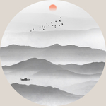 圆形山水壁画