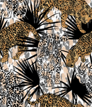 手绘热带植物猎豹豹纹图案素材