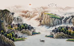 水墨山水电视背景墙
