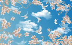 大型现代蓝天白云天空吊顶壁画