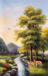 油画森林玄关屏风装饰画电视背墙