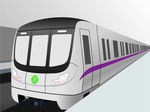 地铁列车矢量图立体图黑白紫色