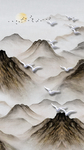中式山水创意玄关屏风电视背景装
