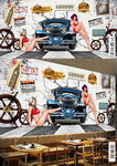 3d汽车美女背景墙