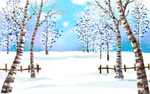 唯美插画雪森林玄关屏风电视背景