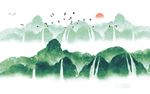 水墨山水青山绿水画