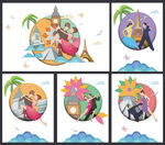 舞蹈国标舞宣传插画图案设计