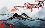 新中式山水画梅花