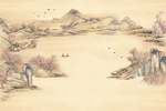 中式古典画玄关屏风电视背景底纹