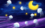 手绘涂鸦星空背景墙