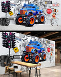 越野车3d背景墙