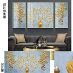 发财树三联中式晶瓷装饰画