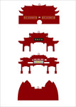 莆田地标建筑元素矢量图