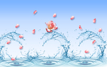 玫瑰花瓣水波纹立体背景墙壁画