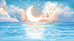 日系海边夏天手绘插画