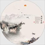 圆形国画山水