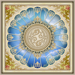 蓝天白云顶画造型玄关屏风电视背
