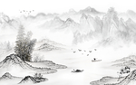 水墨国画中式玄关屏风电视背景底
