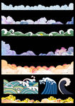 海浪祥云边框素材