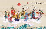 八仙过海背景墙装饰画