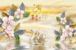 家和富贵天鹅珠宝花大理石背景墙