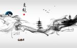意境水墨山水背景墙