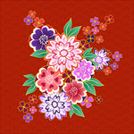 矢量红色花卉底纹装饰和服底纹背