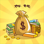 黄色背景的钱袋和钱包