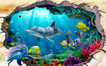3D立体海豚乐园海洋世界地板画