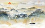 旭日东升大理石石纹中式背景墙