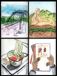 手绘中山桥 牛肉面
