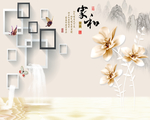 荷花背景墙