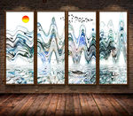 新中式水墨山水装饰画电视背景墙