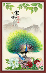 孔雀牡丹图